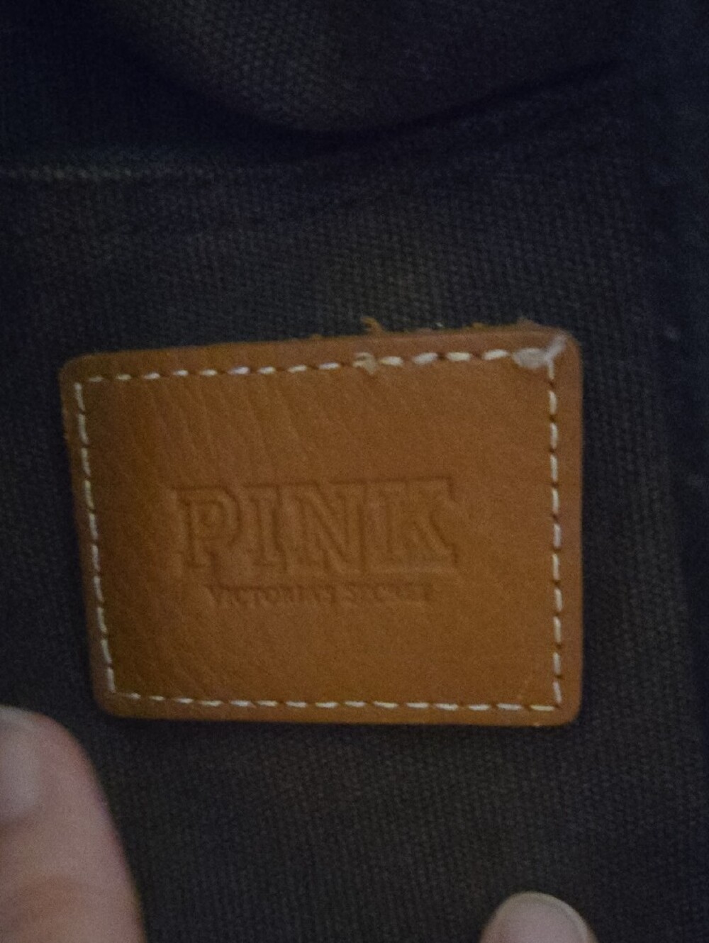 PINK Victoria's Secret Brown Logo Patch on Dark Brown Fabric - Picture 2 of 5